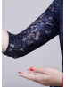 Navy Blue Lace Over Mother Of The Bride Dress 